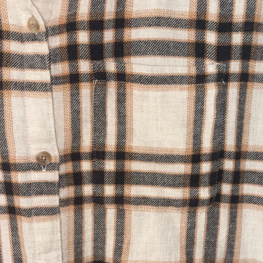 Old Navy Plaid Button Down Shirt - Black, Brown, White